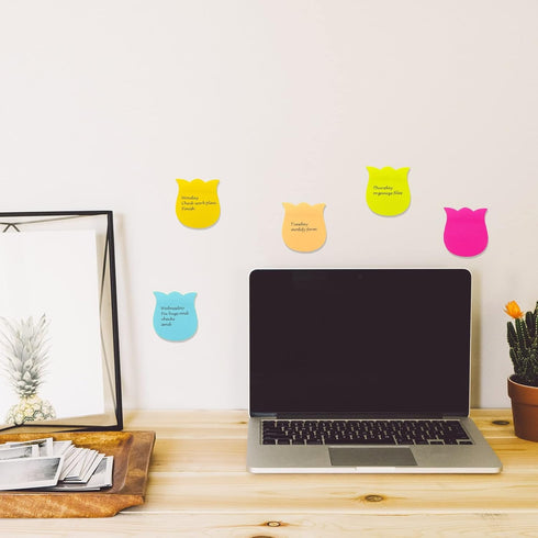 Sticky Notes, 560 Sheets 3 × 3 Inches Tulip Shape Self Sticky Notes Pad, Colour Sticky Notes, Bright Colors Self-Stick Pads for Home Office Notebo...