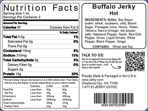 Jerky.com Exotic Buffalo Jerky Sampler - Wild Game Meat Snacks, Exotic Snacks, High-Protein, All-Natural, No Added Preservatives - Healthy Snacks ...