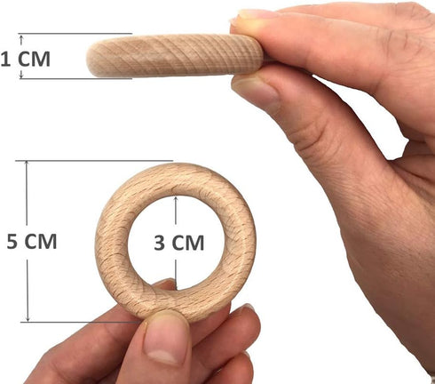 Natural Beech Wood Rings, 10 Pcs Unfinished 5cm Solid Wooden Rings Circles Without Paint for Craft, Connectors Jewelry Making...