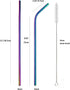 Colorful Stainless Steel Straws, 4pcs Ultra Long 12" Reusable Rainbow Color Drinking Straws with Silicone Tips and Cleaning Brush...