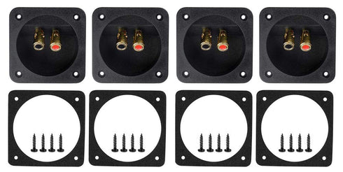 3.1” Square Double Binding Gold Plate Push Spring Loaded Jacks Connector Speaker Box Terminal Cup with Screws (Black - 4pcs)...