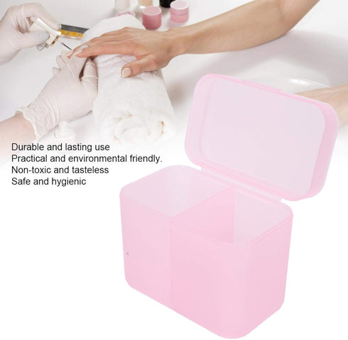 Dioche 2 Grids Nail Storage Box Nail Polish Remover Pad Storage Container Cosmetic Storage Box Organizer Holder Cotton Film Box for Nail Tools, Co...