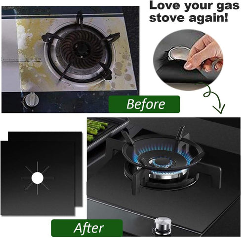 0.3mm Stove Burner Covers Black, 10 Pack Nonstick Gas Range Protectors Liners, Stove Burner Liner Cover 10.6 inch X 10.6 inch, Stovetop Covers Double, Cuttable, Heat Resistant, Reusable