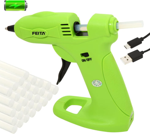 Cordless Hot Melt Glue Gun Kit - FEITA USB Rechargeable 2650mAh Battery Mini Glue Gun with 30pcs Glue Sticks - Wireless small Glue Guns with barb ...