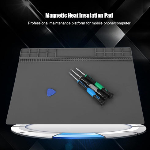 Repair Mat, Silicone Soldering Stations Large Magnetic Anti Static Solder Pad Screw Electronic Work Welding Heat Resistant Tool Kit Desoldering Ph...