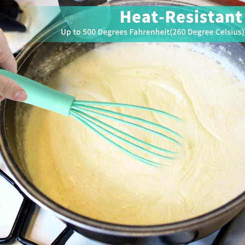 NCAM 5 Pcs Silicone Whisk for Cooking - Mini Whisk Stainless Steel Dough Whisk, Non Stick Hand Tiny Balloon Wire Whisk, Milk egg Frother for Blend...