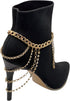 Women Western Fashion Anklet Boot Chain Bracelet Gold Metal Shoe Back Side Wave Multi Strand Charm...