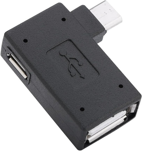 Zerone 2Pcs 90 Degree Left & Right Angled Micro USB 2.0 OTG Host Adapter, Female to Male Micro OTG Adapter with USB Electricity Supply Port...