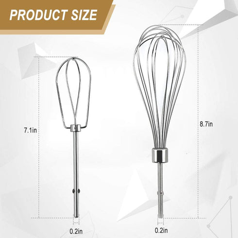 Cenipar W10490648&KHMPW- KHM2B W10490648 Hand Mixer Turbo Beaters(2 Pack) & KHMPW Stainless Steel Pro Whisk(2 Pack) Fit for KHM512BM KHMPW KHM2B...