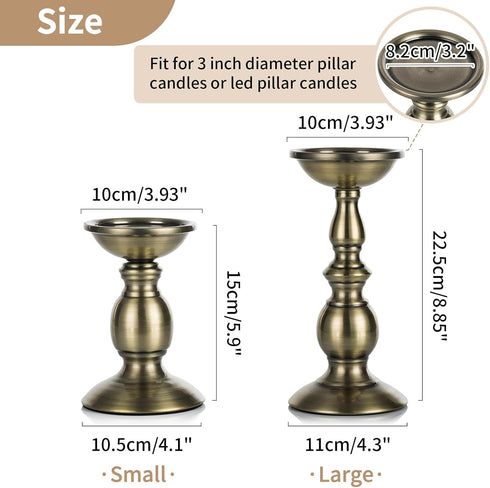 2 Pcs Bronze Iron Pillar Candle Holders, Most Ideal for 3" Pillar Candle, Gifts for Wedding, Party, Home, Spa, Reiki, Votive Candle (2 x S)...