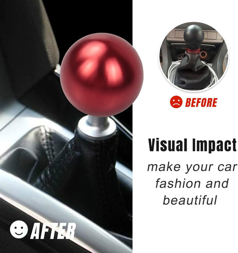 Universal Round Ball Gear Shift Knob,Chrome Finish Aluminum Shifter Knobs with 3 Adapters Compatible with Manual and Automatic Transmission Car(Re...