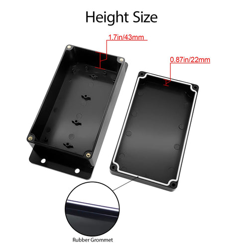 Junction Box IP65 Waterproof Dustproof ABS Plastic Universal Electric Project Enclosure with Fixed Ear Black 6.2x3.5x2.5 inch (2pc)...