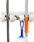 Home Basics Mop and Broom Wall Mounted Rack Organizer, 3 Slots and 4 Hooks...