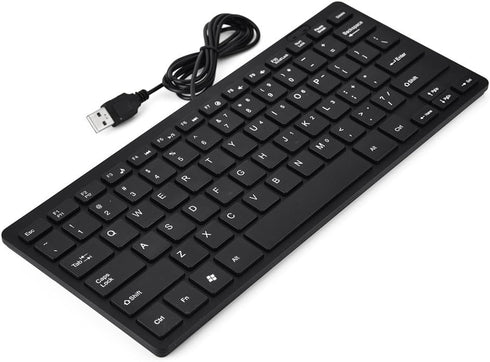 Yoidesu Mini Wired Keyboard, Thin Full Size USB Wire Corded Keyboard,Portable 78 Keys USB Multimedia Game Office Keyboard, Suitable for PC, Comput...