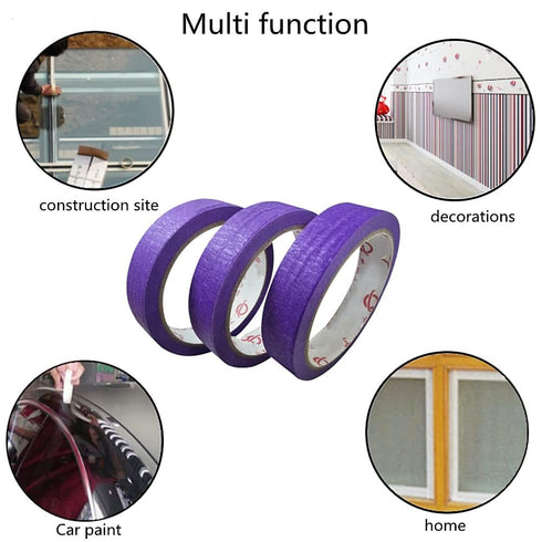 3 Rolls Purple Art Craft Tape Removable Masking Tape Multi Purpose Tape for DIY Labeling Decoration, 1/2 Inch x 40Yards and 1.5 Inches x 20 Yards...