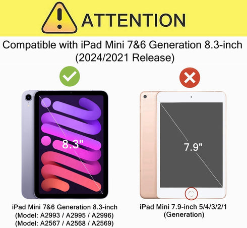 Kids Case for iPad Mini 6 Generation 8.3" 2021 Release, with Built-in Screen Protector, Shockproof Lightweight Handle Stand Kids Case for iPad Min...