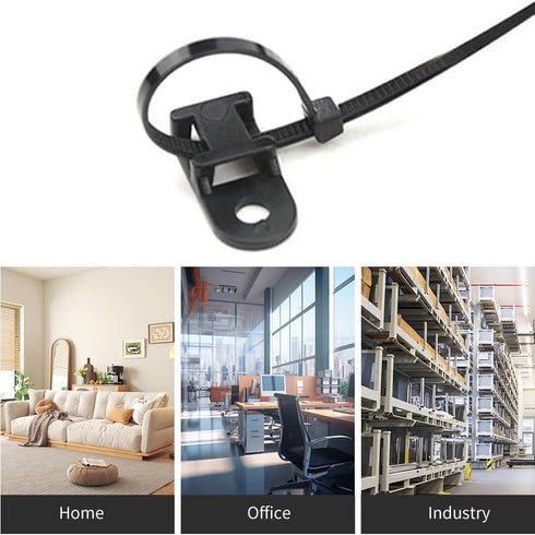 60 Set Cable Zip Tie Mounts Kit Black 6" Zip Ties, Black Cable Tie Base and Tapping Screw - Wire Cable Clips Organizer Holders Clamps...
