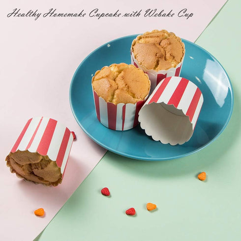 Webake 50pcs Full Size 6oz Paper Baking Cups Red Cupcake Liners Paper Snack Cups for Popcorn Cupcake Muffin Case Cupcake Bath Bomb, for Movie Part...