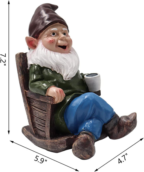 Drinking Coffee Garden Gnome Statue, Wizard Gnome 3D Dwarves, Polyresin Outdoor Sculpture Gnome Statue Garden Figurine Art Garden Decoration for L...