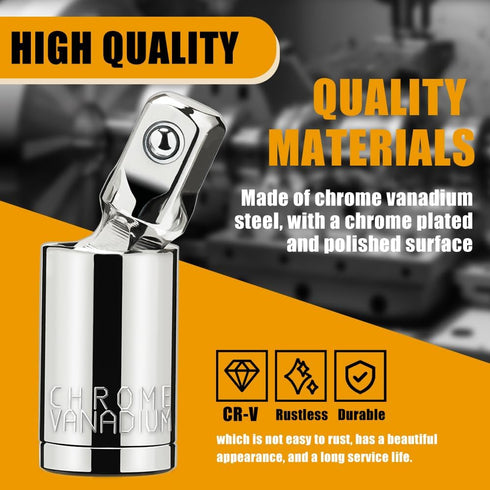 3PCS Universal Joint Socket Set, 1/4” 3/8” 1/2” Drive Swivel Socket Adapter Set, Premium Chrome Vanadium Steel Universal Joint Socket Adapter Suit...