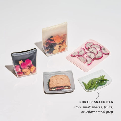 W&P Porter Silicone Reusable Storage Bag, Sandwich (10oz Flat), Cream, Food Storage Container, Microwave and Dishwasher Safe, Easy Cleaning...