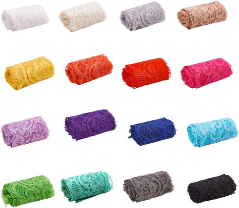 BENECREAT 20 Yards 2 Inch Elastic Lace Fabric Stretch Floral Pattern Trim Ribbon for Headbands Garters Wedding Bouquet Making - 20 Colors, 1 Yard ...