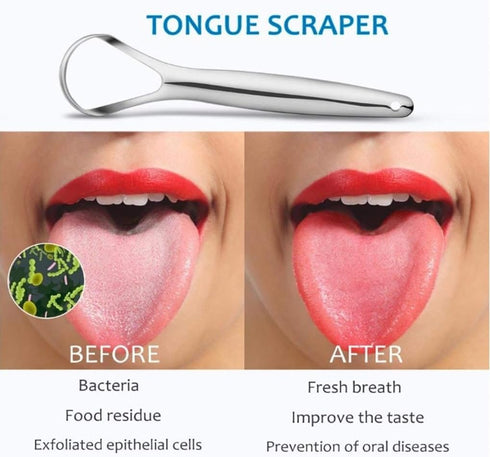 Tongue Scraper Cleaner (3 Pcs) Best Stainless Steel Tongue Cleaner Seller, Use mouth wash, toothpaste for Bad Breath, Improve good Oral Hygiene, H...