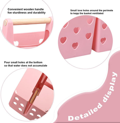 Anyoifax Portable Shower Caddy Plastic Basket with Wood Handle Divided Shower Tote Storage Organizer with Compartments for Bathroom, College Dorm,...