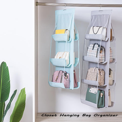 AARAINBOW 1 Pack Hanging Handbag Purse Organizer, Bags Organizor for Purse 8 Pockets Wardrobe Closet Space Saving Handbag Storage, 44.5L x 13.5W (...
