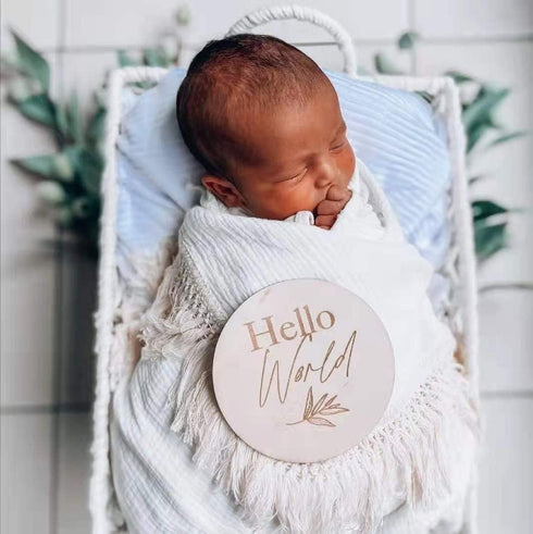 Cotton Muslin Baby Blanket with Tassel?Large 47" x 47" Baby Receiving Blanket with Fringe, Boho Muslin Swaddle Blanket with Fringe, Nursery Decor ...