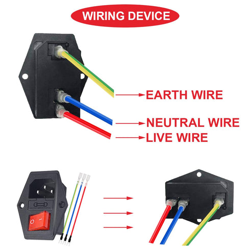 3Pcs AC 10A 15A 250V Rocker Switch Power Socket Inlet Module Plug, 3 Pin IEC320 C14 10A Male Power Switch with 6Pcs Mounting Screws,9Pcs 18 AWG Ex...