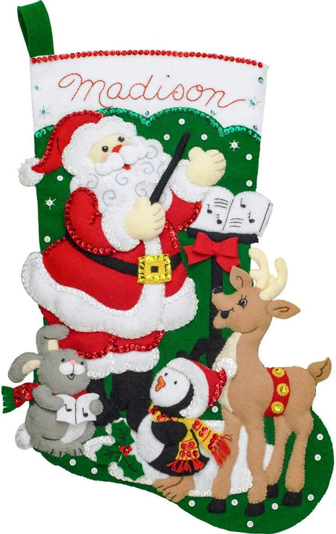 Bucilla Felt Applique Stocking Kit Santa Choir Practice, 18"...
