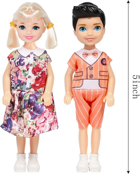 ONEST 10 Sets 5 Inch Mini Doll with Doll Clothes Party Grown Outfits Doll Accessories for Kids...