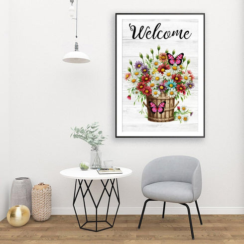 Semneroy DIY 5D Diamond Art Kits for Adult Beginners,Flower Butterfly Diamond Art Painting Kits,Gem Art Welcome Crafts Home Decor 12x 16 Inch...