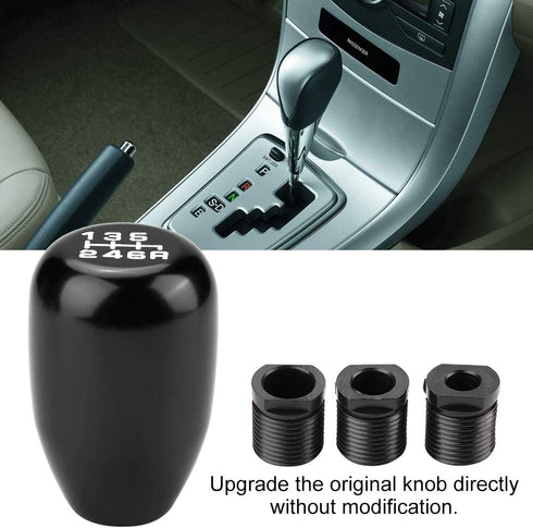 Gear Shift Knob, 6 Speed Universal Car Modification Manual Knob Gear Shift Head Shifter with 3 Plastic Adapters(Black)...