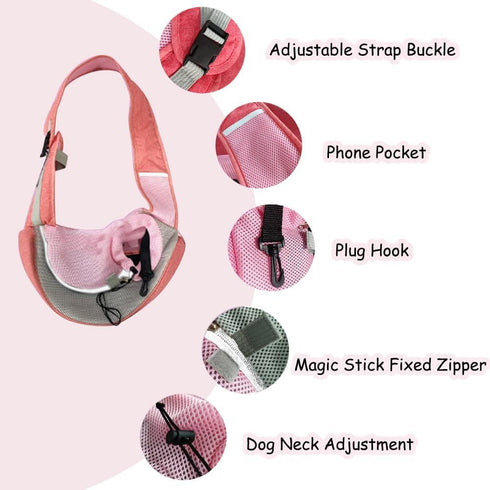 FEimaX Pet Dog Sling Carrier Puppy Pet Slings Bag for Small Dogs Cats Satchel Carriers Breathable Mesh Hand Free with Adjustable Strap Doggie Cros...