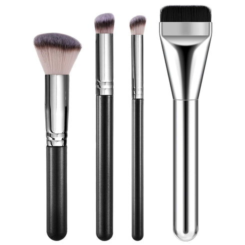 Makeup Brushes 4 Pcs Foundation Brush Concealer Brush Portable Facial Brushes Cream Spatulas Tools Powders Scrubber Brush Soft Bristles Brush for ...