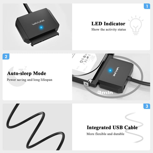 SATA to USB C Adapter Cable,USB to SATA III Hard Drive Converter,External Connector for 2.5" 3.5" SSD/HDD, Support UASP, Trim, S.M.A.R.T, Auto-Sle...