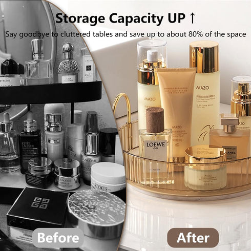 Rotating Makeup Organizer for Vanity, Spinning Cosmetics Storage for Bathroom Countertop, Skincare Holder Rack for Facial Cream, Perfume, Lotion, ...