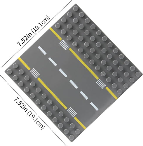 Feleph Road Baseplate for Bigger Size Building Blocks, 12 Studs for 7.5 Inches City Street Base Plate, Stackable Board for Larger Building Blocks ...