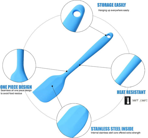 8.5 inch Silicone Spatulas One Piece Design-Heat Resistant Small Rubber Spatula for Mixing Cooking Baking, 3 pack...