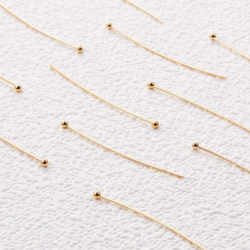 BENECREAT 100PCS 18K Real Gold Plated Ball Pins 22 Gauge Ball Head Pins for DIY Jewelry Making Findings - 35mm (1.4") Long...