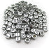 1000pcs Mixed Acrylic Letter/Alphabet “A-Z”Cube Beads for DIY Craft (Silver with Black Letter)...