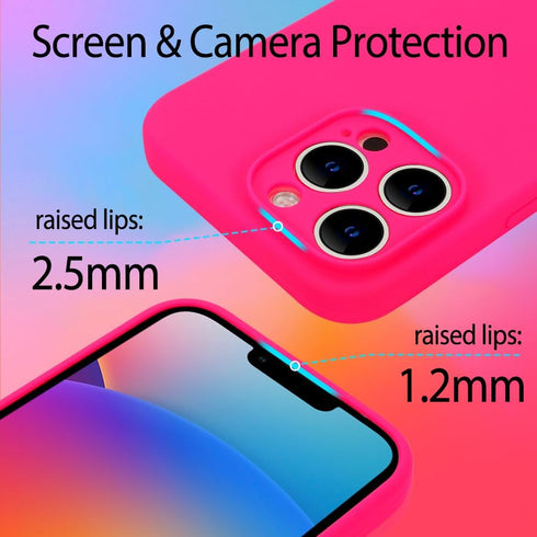Silicone Phone Case Compatible with iPhone 15 Pro Max Case, Neon Pink Silicone Sling Wristband Phone Case, Liquid Silicone with Anti-Scratch Micro...