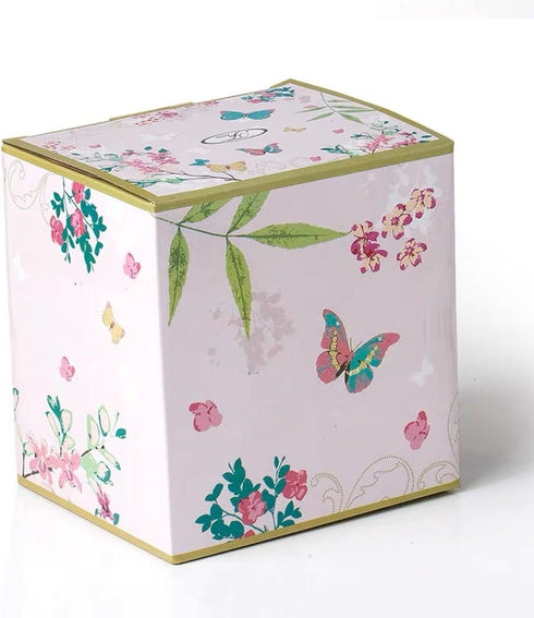 YBK Tech Euro Style Porcelain Tea Cup Coffee Mug with Lid for Breakfast Home Kitchen (((Butterflies Pattern) (Pink)))...