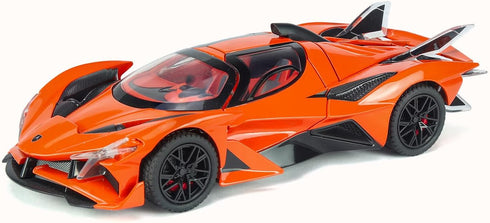 Toy Cars Apo Project EVO Model 1:32 Metal Diecast Car Toys with Light and Sound Pull Back Car for 3 4 5 6 7 Year Old Boys (Orange)...