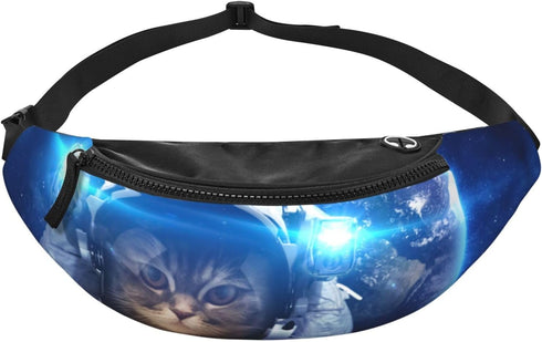 Space Cat Fashion Casual Fanny Pack Waist Bag Men Women Adjustable Belt Waist Bag For Travel Hiking Cycling Running Festival Carnival...