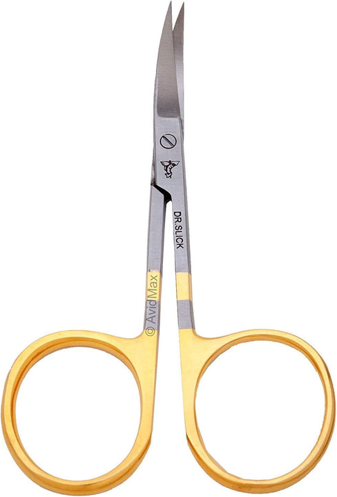 Dr. Slick Iris Scissor, 4", Gold Loops, Curved...