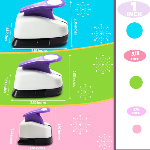 Craft Circle Hole Punch, 3pcs Different Size of Scrapbooking Punches Crafting Designs for Office Supplies, Card Making, DIY Albums Photos, Circle ...
