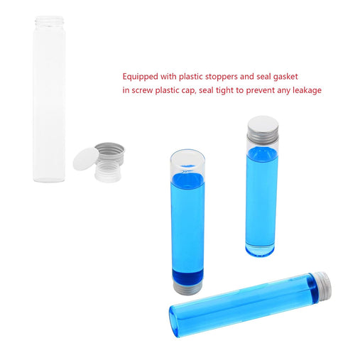 80ml Glass Clear Test Tubes with Screw Caps and Plastic Stoppers, Liquid Sample Vial, Leak-Proof Flat Test Tubes, 6PCS...